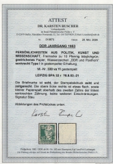 DDR, 1953, Mi.- Nr.: 330 va YI, gestempelt, aktuelles Fotoattest Dr. Ruscher BPP: echt + ...! Gutes Bedarfsstück! RR!
