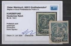 DR, Infla, 1920 / 21, Mi.- Nr.: 134 II, gestempelt! Akt. Kurz- Befund Weinbuch BPP: e + e! Qualitätsstück! Selten!