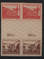 Thüringen, 1946, SZd Mi.- Nr.: 2 c y (2x), **, mit K.- Befund Dr. Jasch BPP: echt und einwandfrei! Luxusstück!