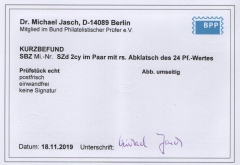 Thüringen, 1946, SZd Mi.- Nr.: 2 c y (2x), **, mit K.- Befund Dr. Jasch BPP: echt und einwandfrei! Luxusstück!