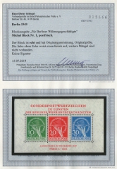 Berlin, 1949, Mi.- Nr.: Bl. 1 , **, mit akt. Fotobefund Schlegel BPP! e+ ....! Kabinettstück!