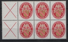 DR, Weimar, 1931, Zusammendruck, Mi.- Nr.: W 24.1 Y (2x + je 2 anhängende Marken), **, Befund Schlegel BPP; e + e! Qualitätsstück! Sehr selten!