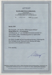 Berlin, 1949, Mi.- Nr.: Bl. 1 II, **, mit  Fotoattest Schlegel BPP! e+ ....! Kabinettstück!