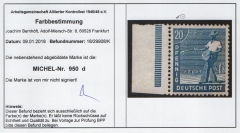 Kontrollrat, 1947, Mi.- Nr.: 950 d, ** vom SR, Farb- Befund Bernhöft / geprüft Schlegel BPP! Kabinettstück, sehr selten!
