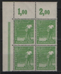 Kontrollrat, 1947, Mi.- Nr.: 946 a, ER- 4er- Block, POR dgz, **, Farbgeprüft Bernhöft / K.- Befund Schlegel BPP! Luxusstück, sehr selten!