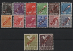Berlin, 1949, Mi.- Nrn.: 21- 34, der Rot- Aufdruck- Satz, **, kpl. Satz, je tiefstgeprüft Schlegel BPP! Luxussatz!