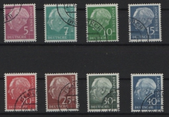 BRD, 1954/57, Mi.- Nrn.: 179- /-186y + 259- 60y, Der Heuss- Lumogensatz, gestempelt, je tiefgeprüft Schlegel BPP! Luxus!