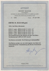 DDR, 1953, Mi.- Nrn.: Bl. 8/9 A/B, gestempelt, Fotoattest Meyer BPP: echt + einwandfrei! Je mit passendem Sonderstempel!