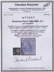 DR, Germania o.WZ., 1904, Mi.- Nr.: 72 c, gestempelt, doppelt tiefstgeprüft Jäschke- L. BPP, Fotoattest Kroschel VPEX!