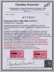 DR, Germania- Reichspost, Mi.- Nr.: 56 PFä U, *, akt. Attest Kroschel, VPEX; fehlerfrei! Sehr selten!