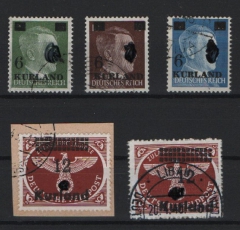 III. Reich, Dt. Bes. II. WK, Kurland, 1945, Mi.- Nr.: 1- 4 A/B, gestempelt 1- 4B tiefgeprüft Van Loo BPP, Kabinettstück! Selten!