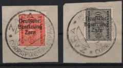 III. Reich, Dt. Bes. II. WK, Zara, 1943, Mi.- Nr.: Portomarken 5 + 6, auf Briefstk., je tiefgeprüft Brunel BPP, Kabinettstücke! Selten!