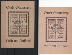 Deutschland- OST, Lokalausgaben, Strausberg, 1946, Mi.- Nrn.: Bl. 1 + 2, gefälligkeitsgestempelt, Kabinettstücke!
