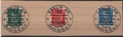 DR / Weimar, 1927, Mi.- Nrn.: 407- 409, gestempelt auf Briefstück, mit Sonderstempel! Luxussatz! Selten!