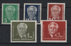 DDR, 1952, Mi.- Nrn.: 322- 326, II. Piecksatz, **, je tief(st)geprüft BPP! Luxussatz! Selten!