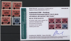 III. Reich, Dt. Bes., Sudetenland- Rumburg, 1938, Mi.- Nr.: 37- 39, 41- 43, **, Befund Brunel VPEV: e+e! Luxusstücke!