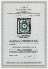 SBZ, Ost- Sachsen, 1945, Mi.- Nr.: 43 DIIb, gestempelt, aktuelles Fotoattest Dr. Jasch BPP: echt und einwandfrei!