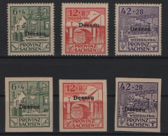 Deutschland- OST, Lokalausgaben, Dessau, 1946, Mi.- Nrn.: I- III A, **, + I- III B, *, geprüft, der B- Satz ist sehr selten!