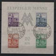 SBZ, West- Sachsen, 1946, Mi.- Nr.: Bl. 5 Xa Z, gestempelt, Fotoattest Dr. Jasch BPP: echt und einwandfrei! Luxusstück! RR!