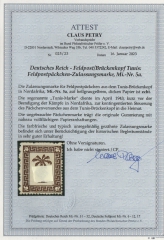 III. Reich, Feldpost / Inselfeldpost, 1943, Mi.- Nr.: 5a, *,  Die Tunis- Päckchenmarke, akt. Fotoattest Petry BPP! Selten!