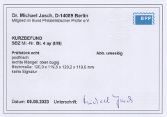 Thüringen, 1946, Bl. 4 a y, **, mit Kurz- Befund Dr. Jasch BPP: echt + ...., Kabinettstück