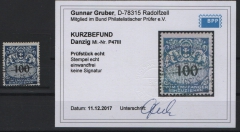 Danzig, 1938, Mi.- Nr.: P 47 PF III, gestempelt, KB Gruber BPP: e+e! Luxusstück! Selten!