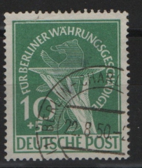 Berlin, 1949, Mi.- Nrn.: 68, 10 + 5 Pf. Währungsgeschädigte, gestempelt, tiefstgeprüft Schlegel BPP! Kabinettstück!