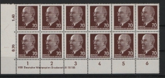DDR, 1963, Mi.- Nr.: 938z XI DV + 9 anhängende Marken, **, je tiefstgeprüft Macudzinscy (als Wz. 2) WZ= 1! Luxusstück!
