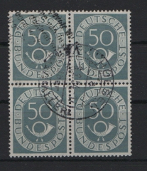 BRD, 1952, Mi.- Nr.: 134 im 4er- Block, gestempelt! Gutes Bedarfsstück, selten!