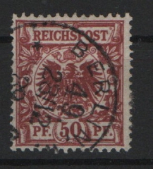 DR, Krone Adler, 1889, Mi.- Nr.: 50 ab, gestempelt, tiefgeprüft Wiegand BPP! Gutes Bedarfsstück!