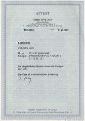 Saargebiet, 1932, Mi.- Nr.: 161- 67, kpl. Satz, gestempelt, Fotoattest Ney BPP: echt und einwandfrei! Selten!