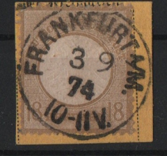 Dt. Kaiserreich, Brustschilder, 1874, Mi.- Nr.: 28, gestempelt, Befund Krug BPP: echt, repariert ...! Seltenes Stück!