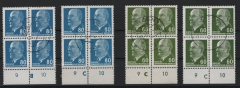 DDR, 1964 / 67, Mi.- Nr.: 1080 + 1331 (je 2x) je im 4er- Block mit unterschiedlichen DKZ, gestempelt! Luxusstücke!