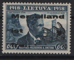 Memelgebiet, 1939, Mi.- Nrn.: IV, in Type II mit PlF I, **! Sehr selten!