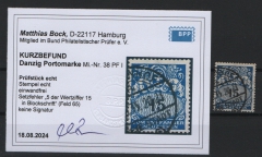 Danzig, 1927, Mi.- Nr.: P 38 PF I, gestempelt, KB Bock BPP: e+e! Luxusstück! Selten!