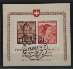 Schweiz, 1941, Mi.- Nr.: Bl. 6, gestempelt! Qualitätsstück! Selten!