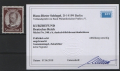 III. Reich, 1934, Mi.- Nr.: 540 y b, *, K.- Befund Schlegel BPP; echt und ....! Kabinettstück!