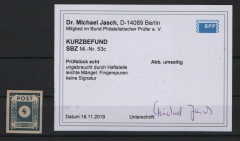 SBZ, Ost- Sachsen, 1945, Mi.- Nr.: 53 c, **, Befund Dr. Jasch BPP echt + ...! Kabinettstück, selten!