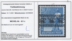 Bizone, 1948, Mi.- Nr.: 43 I c, **, Farbbefund Bernhöft ARGE! Luxusstück!