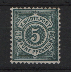 Württemberg, 1890, Mi.- Nr.: 56 b, *, akt. Fotoattest Klinkhammer BPP: e + e! Luxusstück, sehr selten!