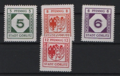 Deutschland- OST, Lokalausgaben, Görlitz, 1945, Mi.- Nr.: 9y- 12y, **, Luxusstücke! Selten!