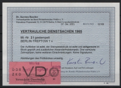 DDR, 1965, ZKD D, Mi.- Nr.: 2 Plf I, gestempelt, aktueller Befund Dr. Ruscher BPP: echt+ ...! Gutes Bedarfsstück!