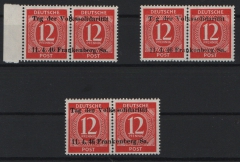 D. - OST, Lokalausgaben, Frankenberg, 1946, Mi.- Nrn.: 1, 1 F I + 1 F III, **! Geprüft / signert Busch / Busch BPP! Sehr selten!