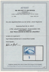 DR / Weimar, 1930, Mi.- Nr.: 438 Y Plf.: II,  2 Mk. Süd- Amerikafahrt, *, mit Er! Akt. Befund Schlegel / FA Dr. Oechsner BPP! Sehr selten!